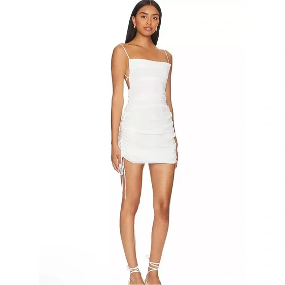Amanda Uprichard Garcia Mini Dress White Ivory Multiway Tie Open Back Cinched S - Picture 1 of 9
